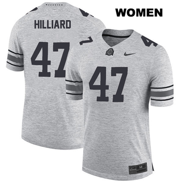 Ohio State Buckeyes Women's Justin Hilliard #47 Gray Authentic Nike College NCAA Stitched Football Jersey WJ19C55CQ